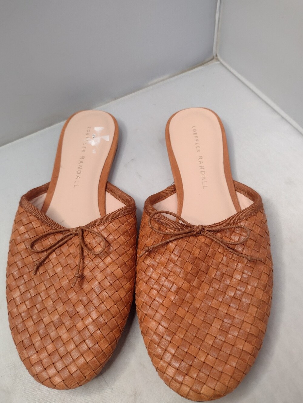 Leoffler Randall Paola Ballet Flats Mules Leather 6 Brown Woven Shoes V